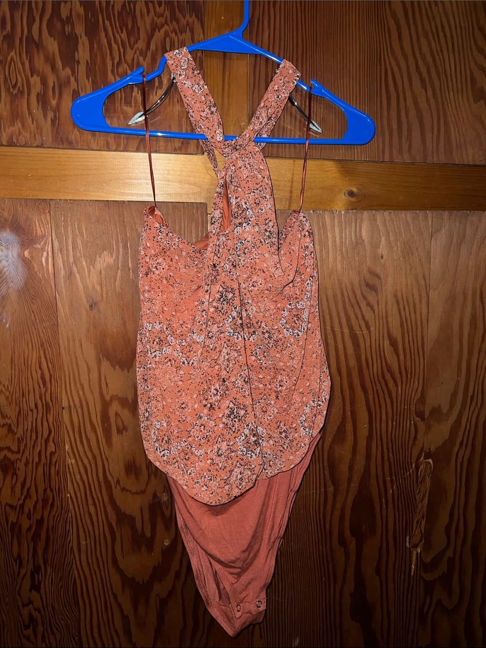 Maurices Coral Floral Halter Tank Bodysuit